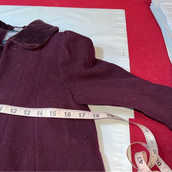 ROTHSCHILD 6 girls rich burgundy plum WOOL COAT formal VELVET TRIM BOW BUTTONS 6 - Picture 12 of 16